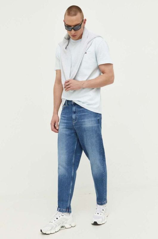 Бавовняна футболка Tommy Jeans однотонний колір блакитний (3284453) фото 2
