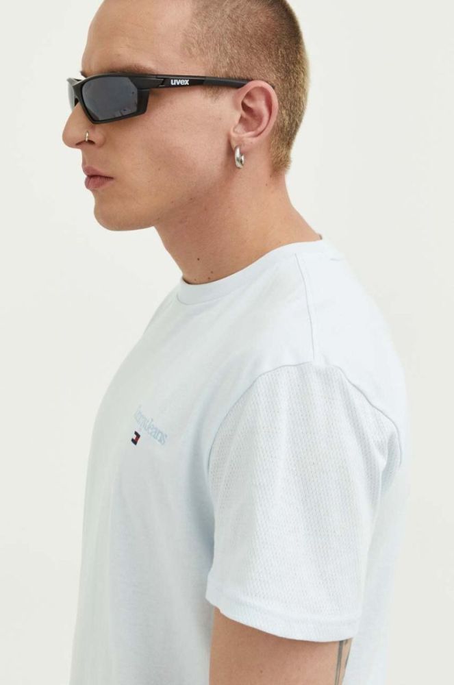 Бавовняна футболка Tommy Jeans однотонний колір блакитний (3284453) фото 4