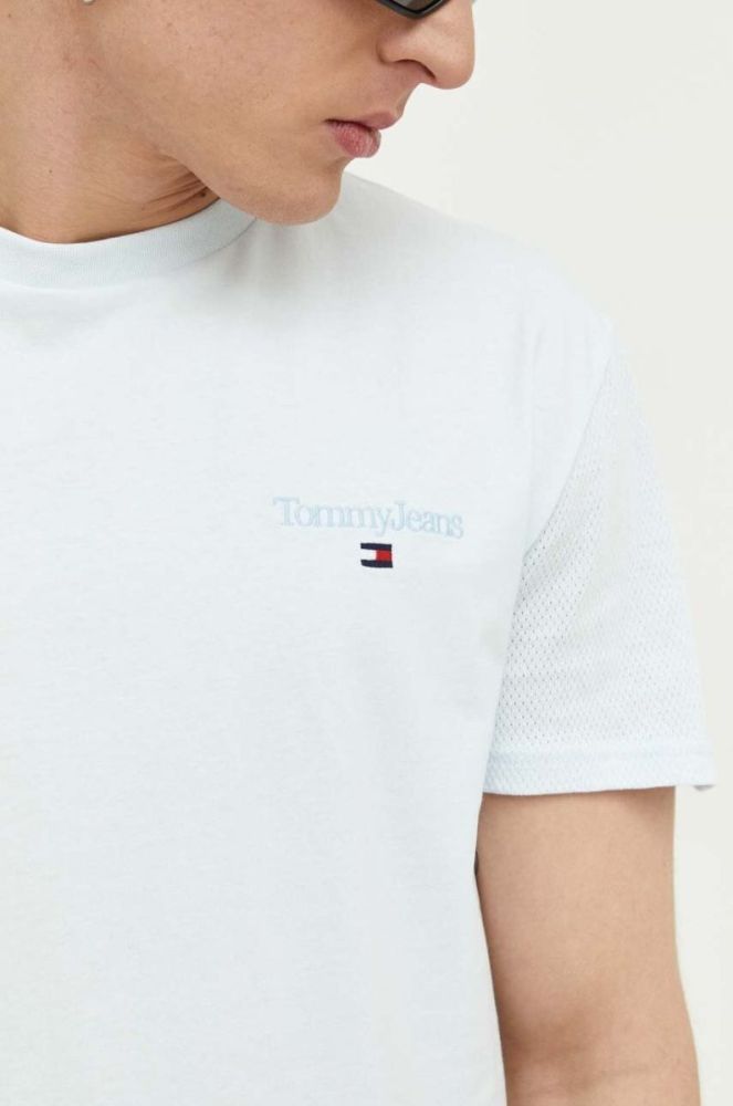 Бавовняна футболка Tommy Jeans однотонний колір блакитний (3284453) фото 5