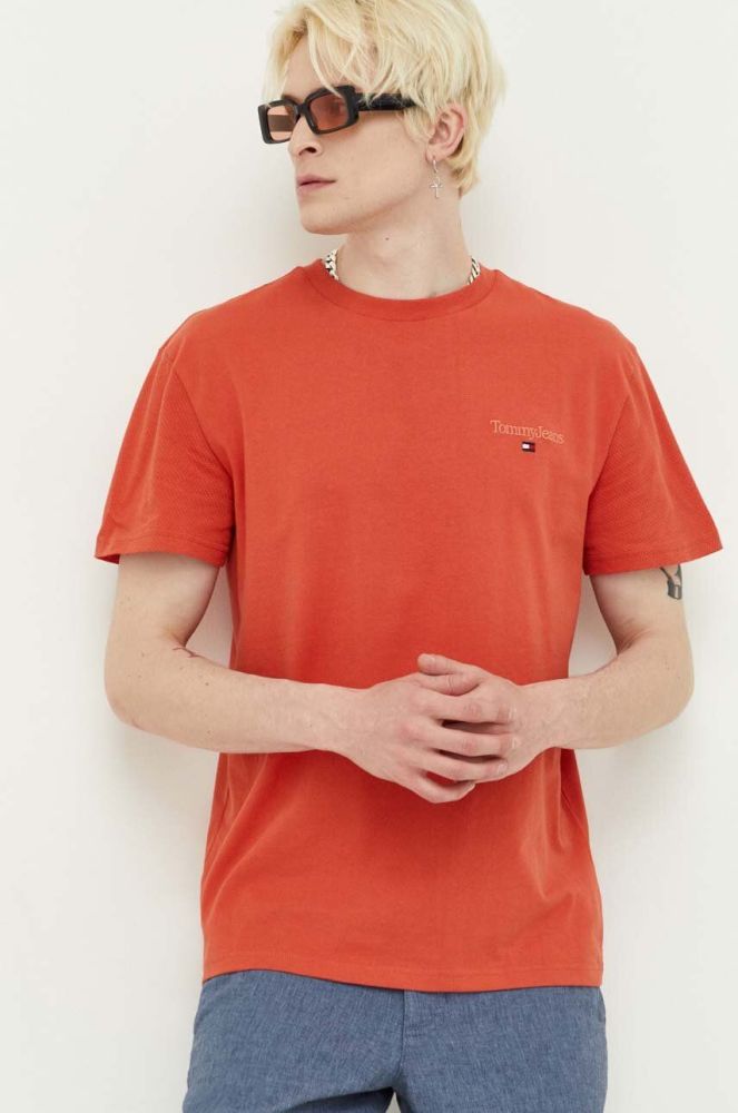 Бавовняна футболка Tommy Jeans колір помаранчевий однотонний (3284458)