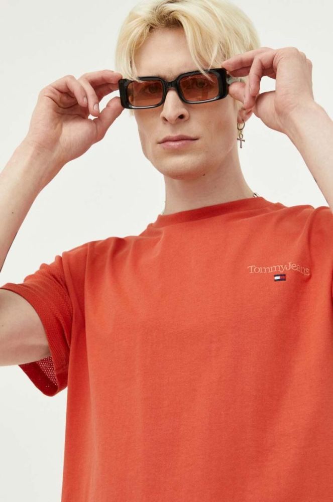 Бавовняна футболка Tommy Jeans колір помаранчевий однотонний (3284458) фото 4