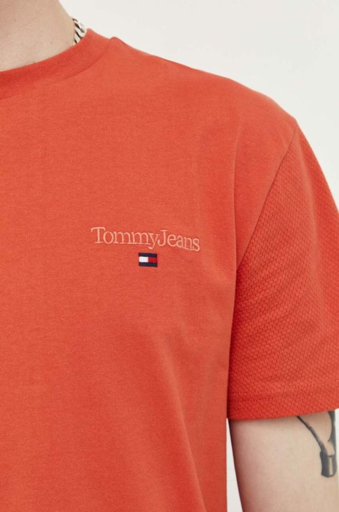 Бавовняна футболка Tommy Jeans колір помаранчевий однотонний (3284458) фото 5