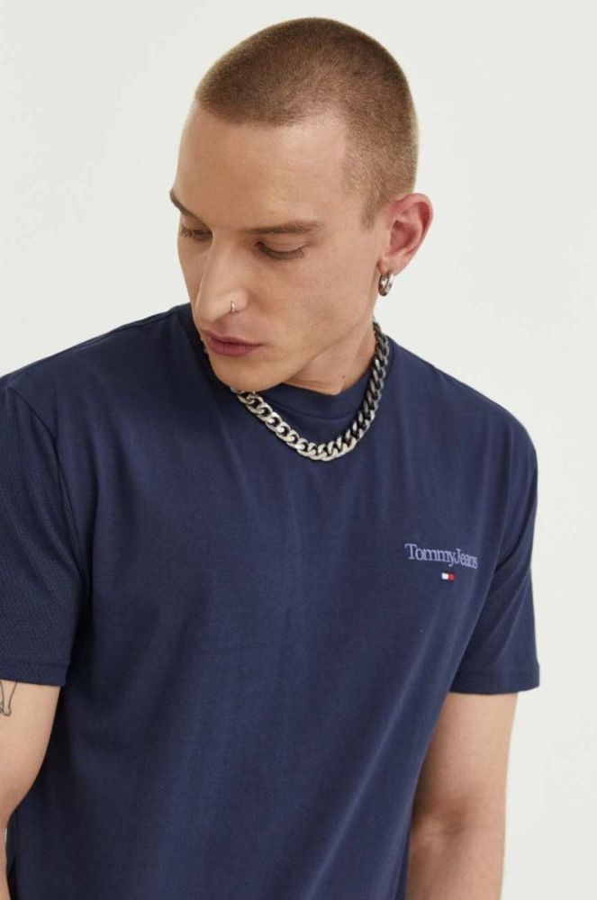 Бавовняна футболка Tommy Jeans колір синій однотонний (3284448) фото 4