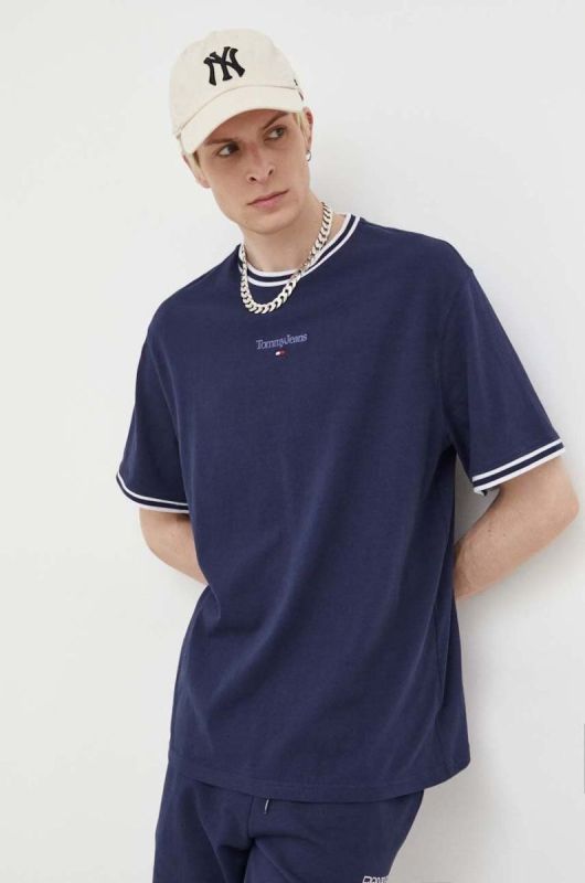 Бавовняна футболка Tommy Jeans колір синій з аплікацією (3282078)