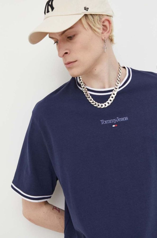 Бавовняна футболка Tommy Jeans колір синій з аплікацією (3282078) фото 4