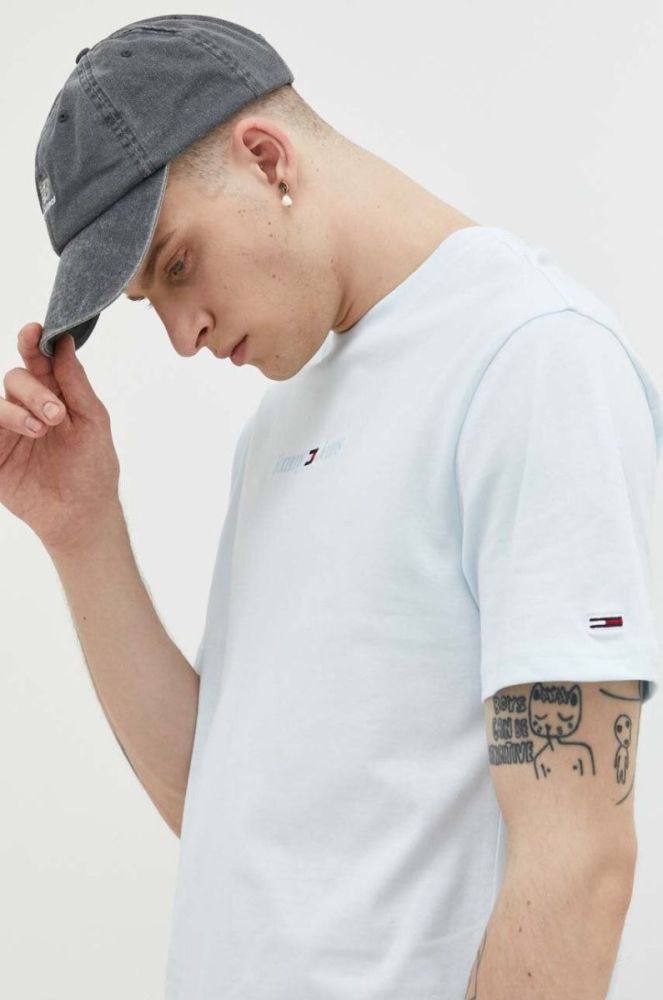 Бавовняна футболка Tommy Jeans візерунок колір блакитний (3246966) фото 4
