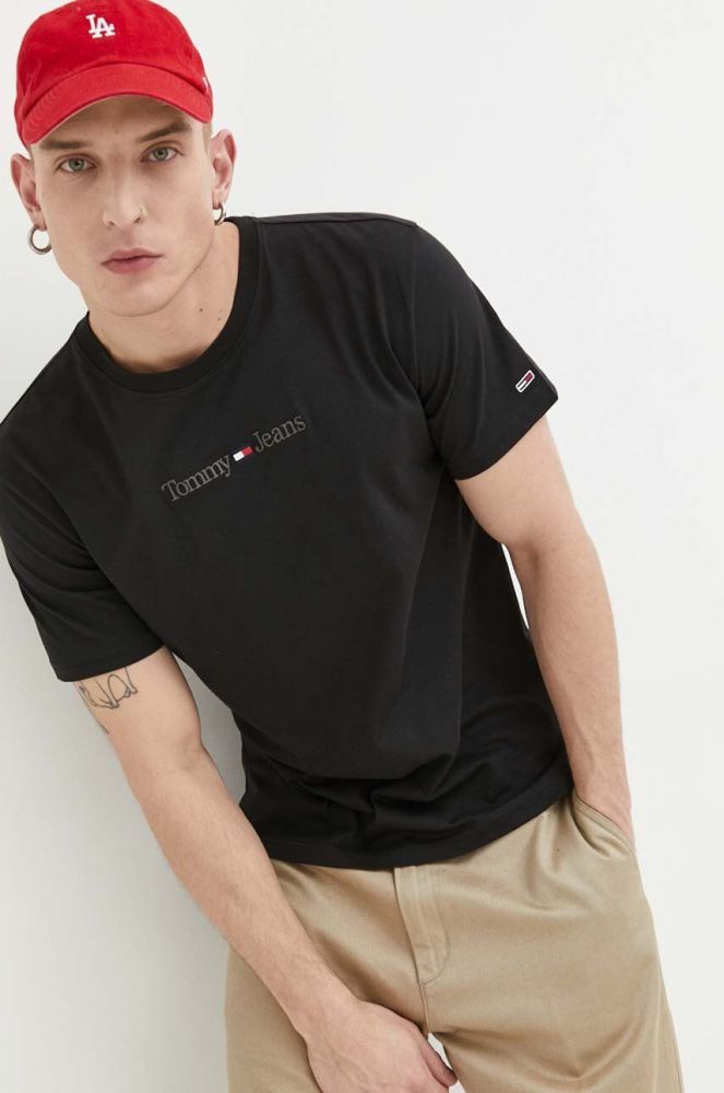 Бавовняна футболка Tommy Jeans колір чорний візерунок (3246956)