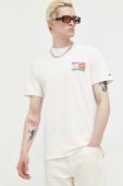 Бавовняна футболка Tommy Jeans колір бежевий з принтом (3284463)