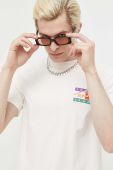 Бавовняна футболка Tommy Jeans колір бежевий з принтом (3284463)