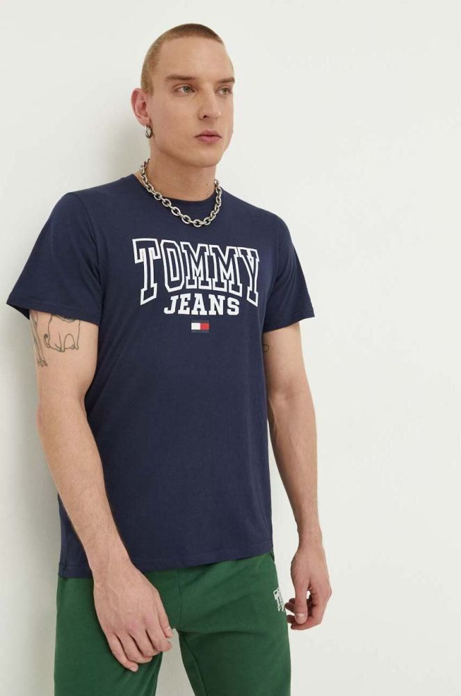 Бавовняна футболка Tommy Jeans колір синій з принтом (3282088)