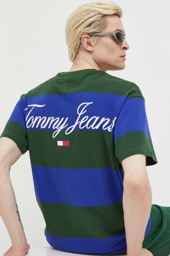 Бавовняна футболка Tommy Jeans колір синій візерунок (3284478)