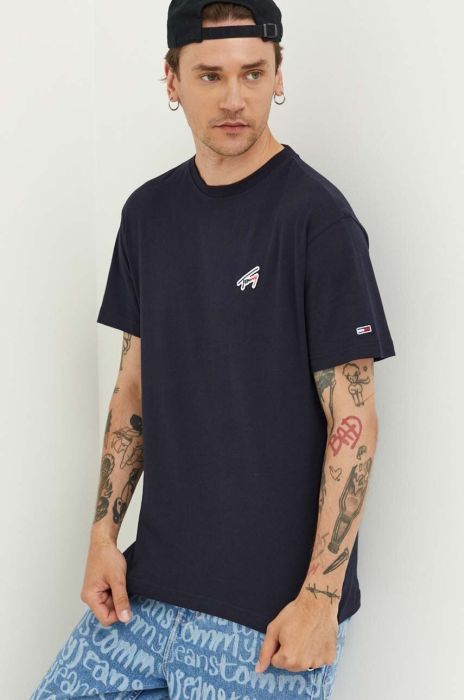 Бавовняна футболка Tommy Jeans колір синій однотонний (3246986)