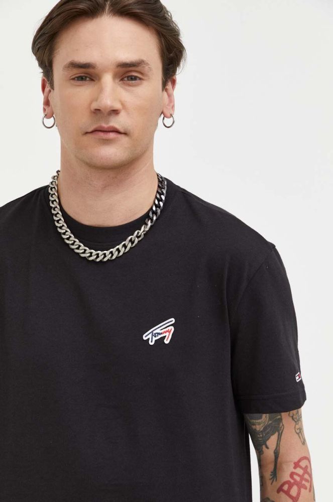 Бавовняна футболка Tommy Jeans колір чорний однотонний (3246981)