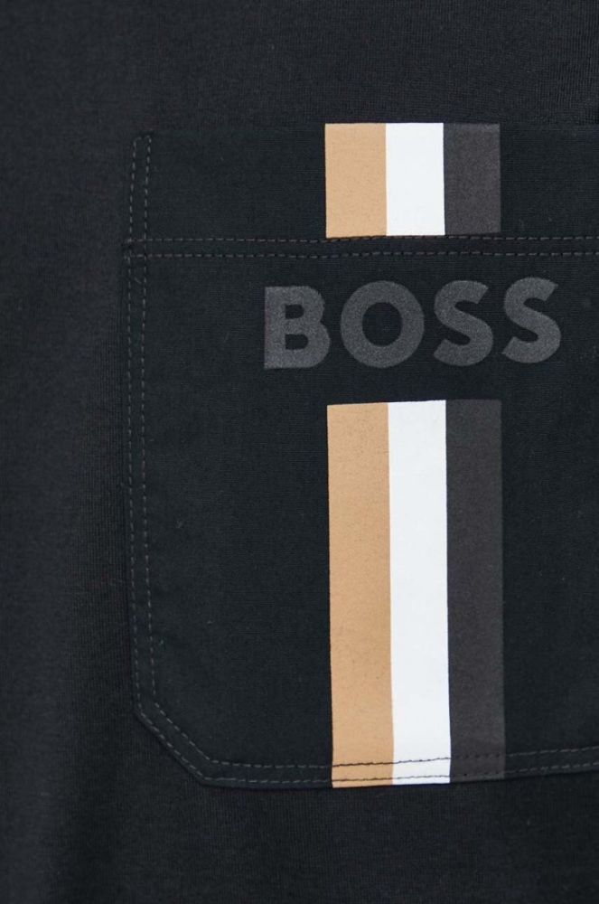 Бавовняна футболка BOSS колір чорний з принтом (3417034) фото 5