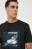Бавовняна футболка BOSS колір чорний з принтом (3417055)