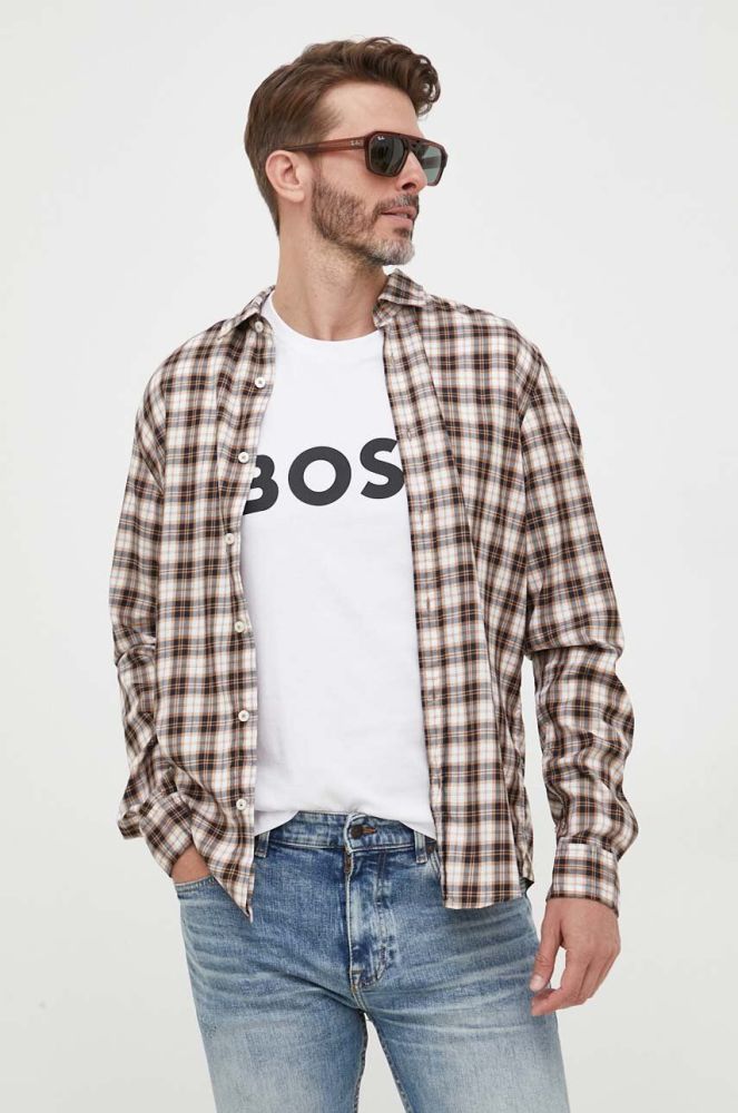 Бавовняна футболка BOSS колір білий з принтом (3360793)