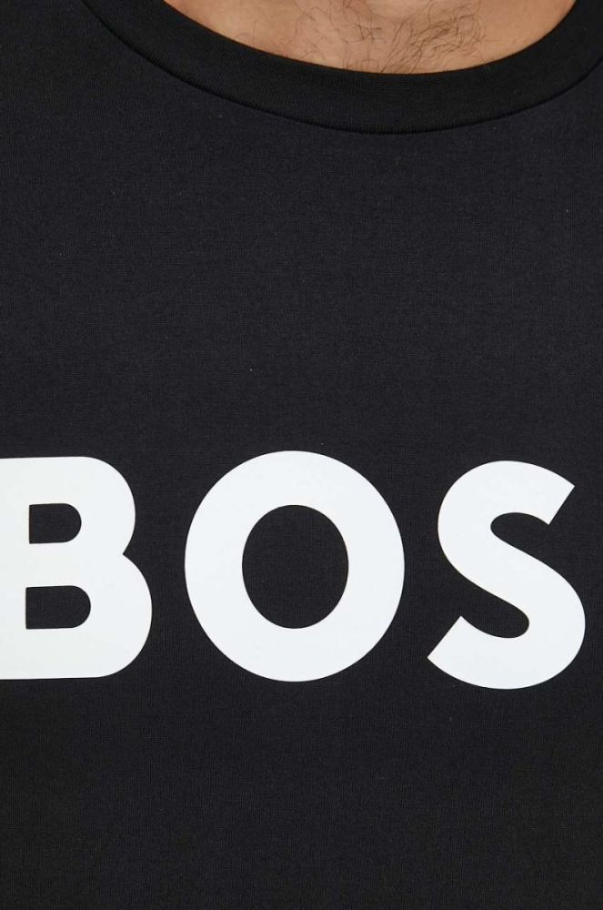 Бавовняна футболка BOSS колір чорний з принтом (3360782) фото 5
