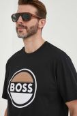 Бавовняна футболка BOSS колір чорний з аплікацією (3363579)