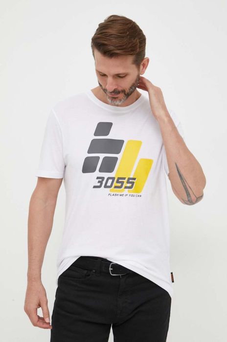 Бавовняна футболка Boss Orange BOSS ORANGE колір білий з принтом (3365371)