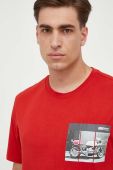 Бавовняна футболка Boss Orange BOSS ORANGE колір червоний з принтом