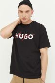 Бавовняна футболка HUGO колір чорний з принтом (3360827)