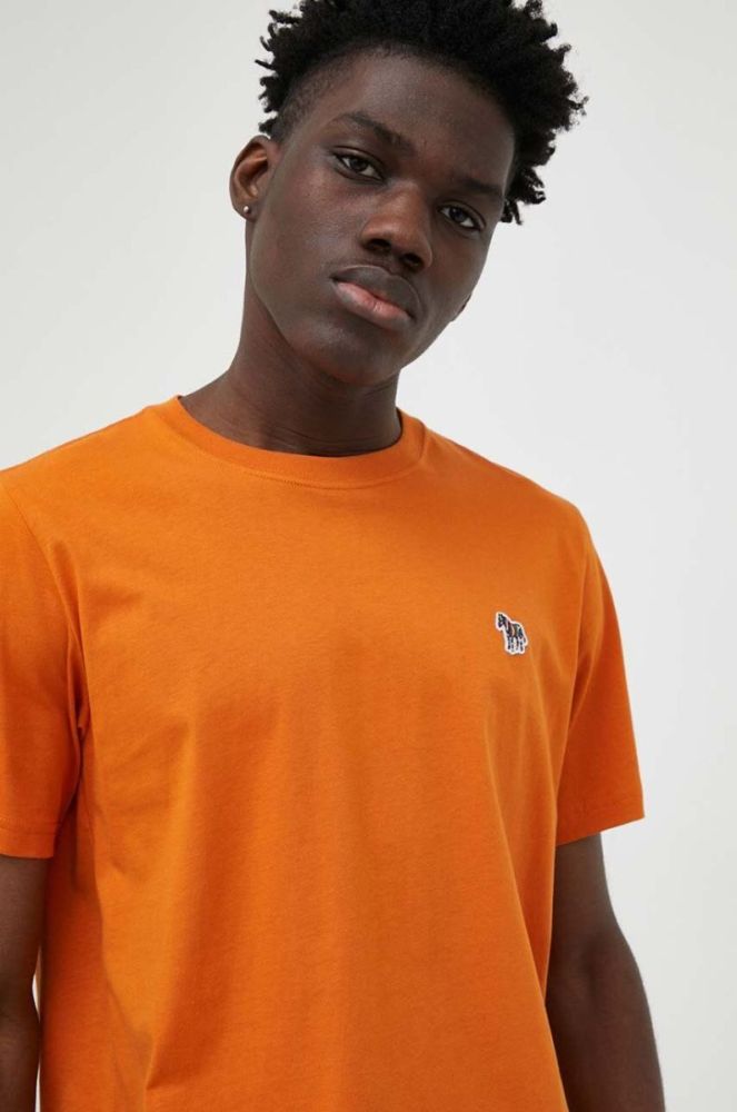 Бавовняна футболка PS Paul Smith колір помаранчевий однотонний фото 4