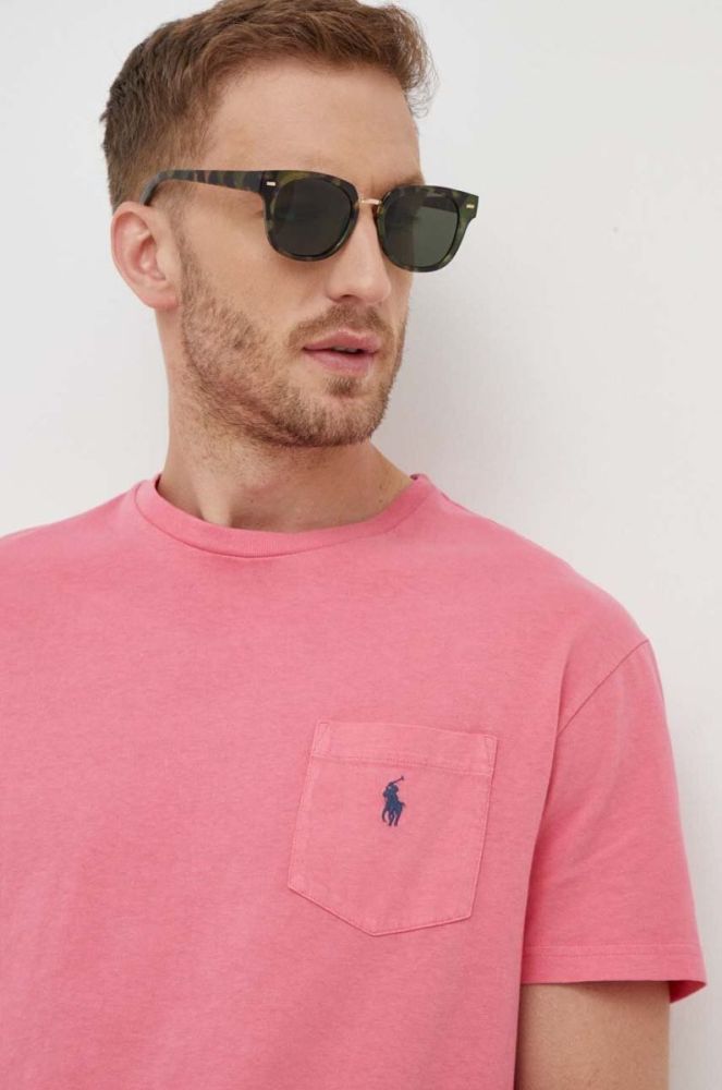 Футболка з домішкою льону Polo Ralph Lauren колір червоний однотонний фото 4