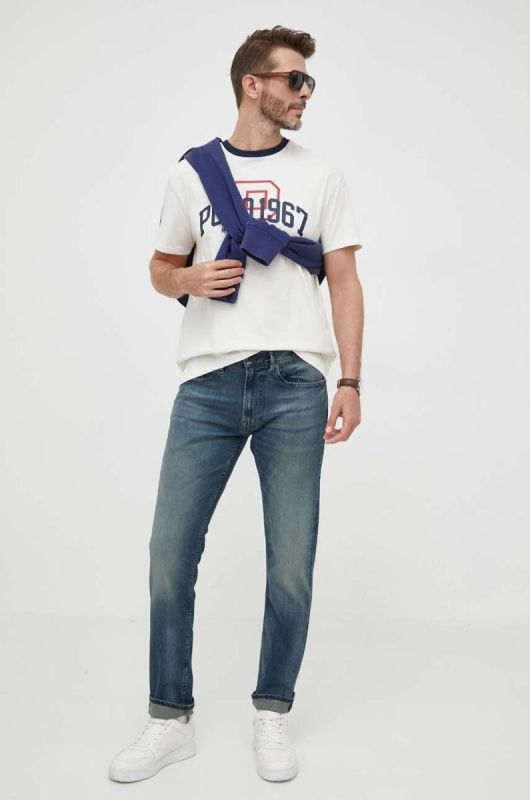 Бавовняна футболка Polo Ralph Lauren колір білий з принтом (3260203) фото 2