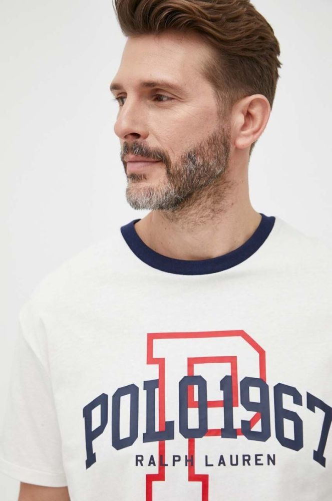 Бавовняна футболка Polo Ralph Lauren колір білий з принтом (3260203) фото 4