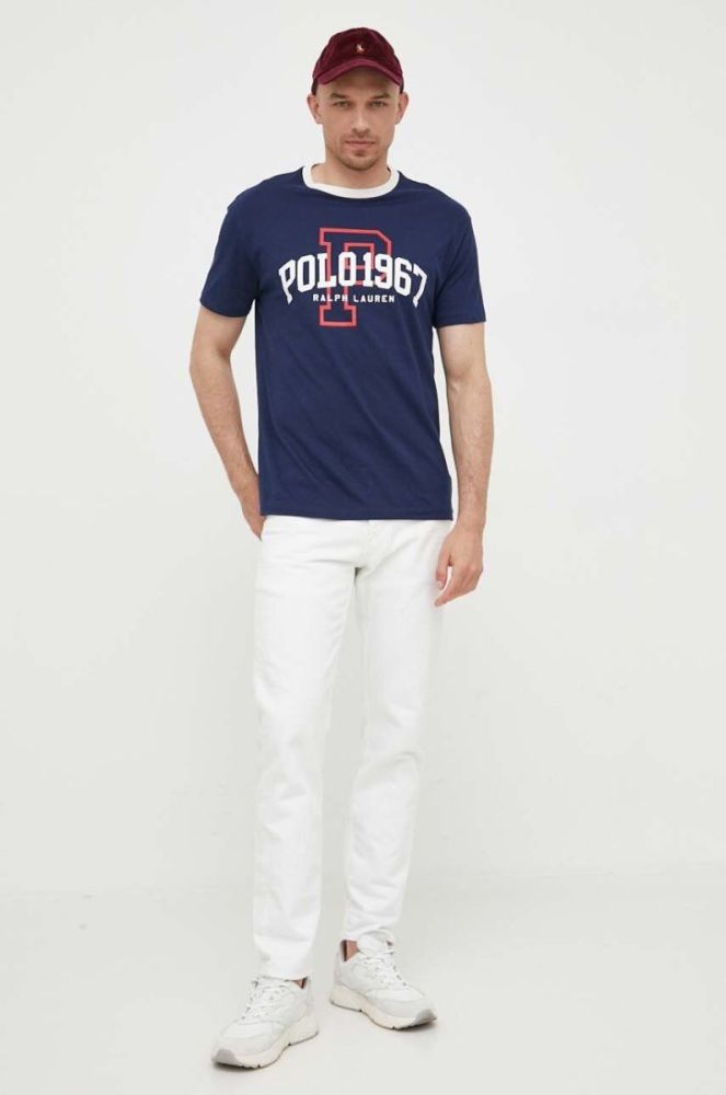 Бавовняна футболка Polo Ralph Lauren колір синій з принтом (3260198) фото 2