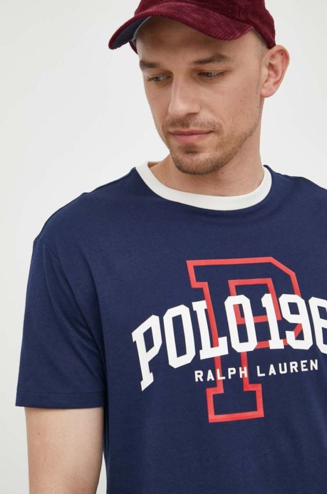 Бавовняна футболка Polo Ralph Lauren колір синій з принтом (3260198) фото 4