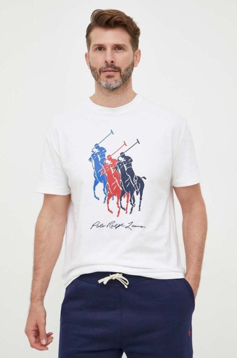 Бавовняна футболка Polo Ralph Lauren колір білий з принтом (3266551)