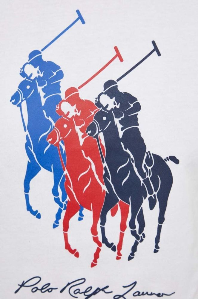 Бавовняна футболка Polo Ralph Lauren колір білий з принтом (3266551) фото 4