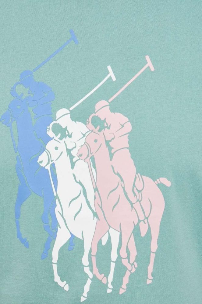 Бавовняна футболка Polo Ralph Lauren колір зелений з принтом фото 5