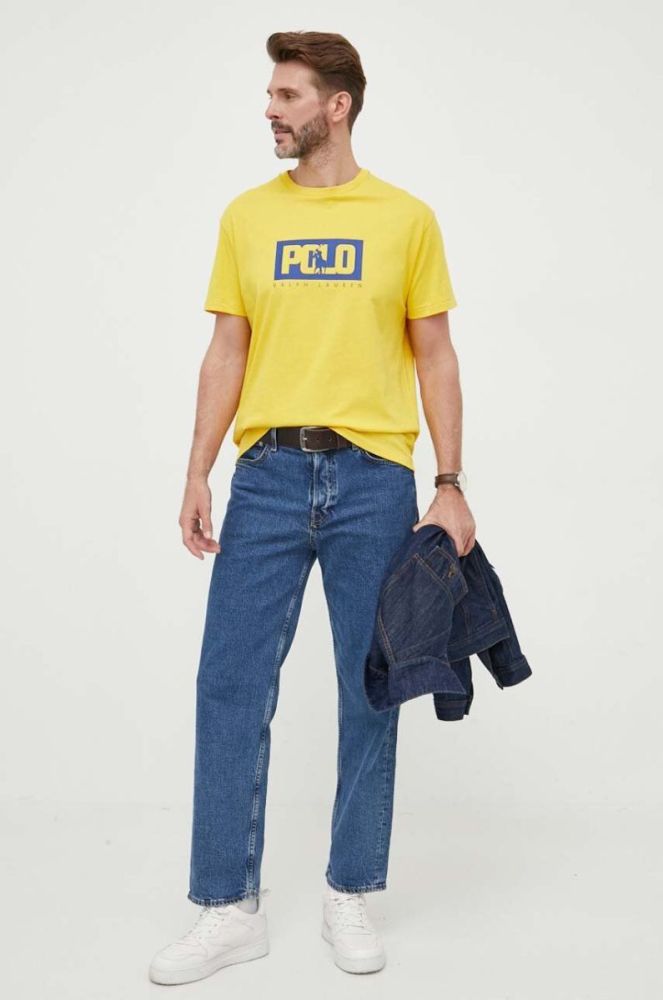 Бавовняна футболка Polo Ralph Lauren колір жовтий з принтом (3260218) фото 2