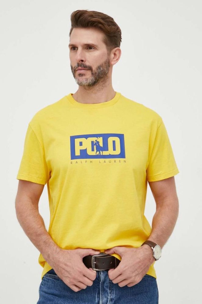 Бавовняна футболка Polo Ralph Lauren колір жовтий з принтом (3260218) фото 4