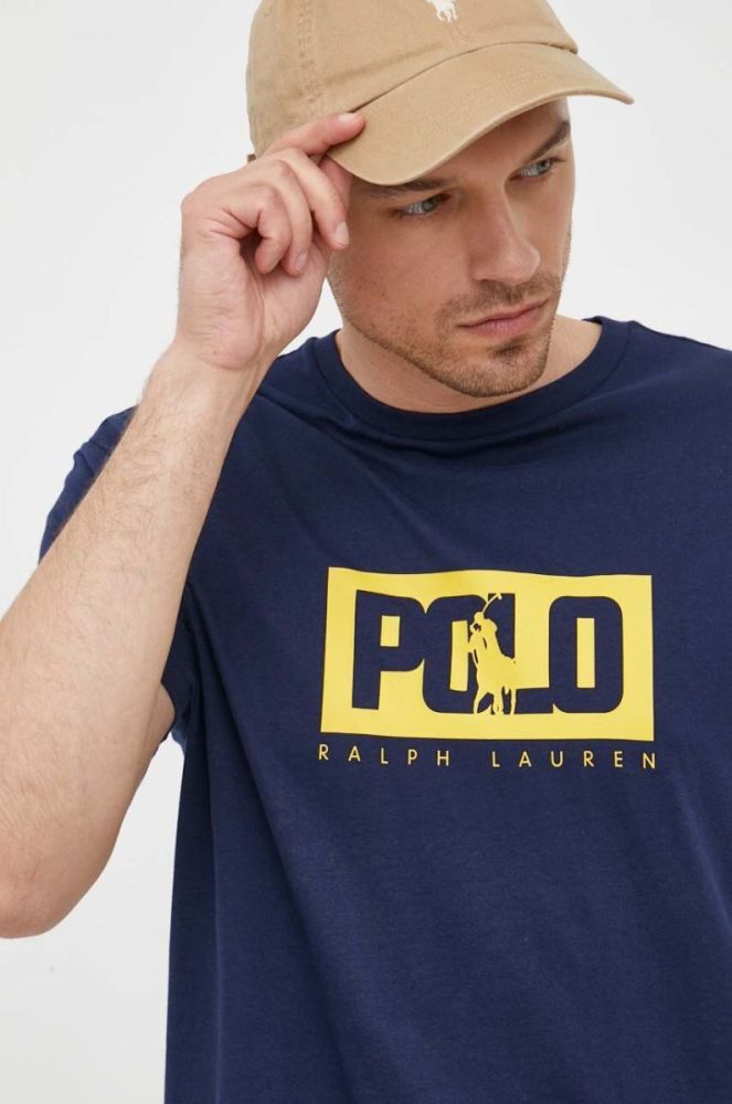 Бавовняна футболка Polo Ralph Lauren колір синій з принтом (3260208) фото 4