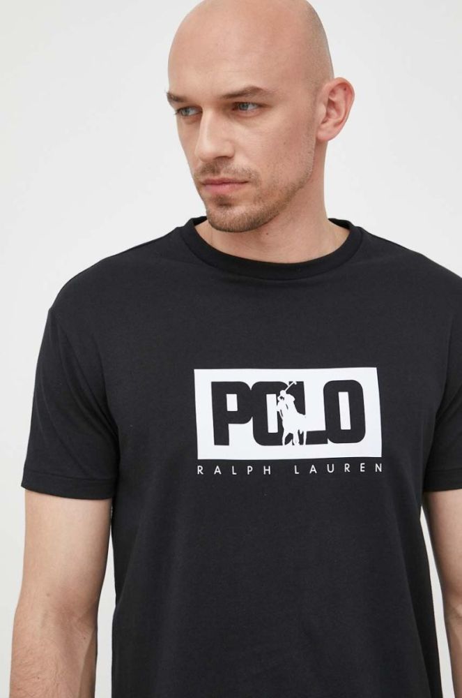 Бавовняна футболка Polo Ralph Lauren колір чорний з принтом фото 4