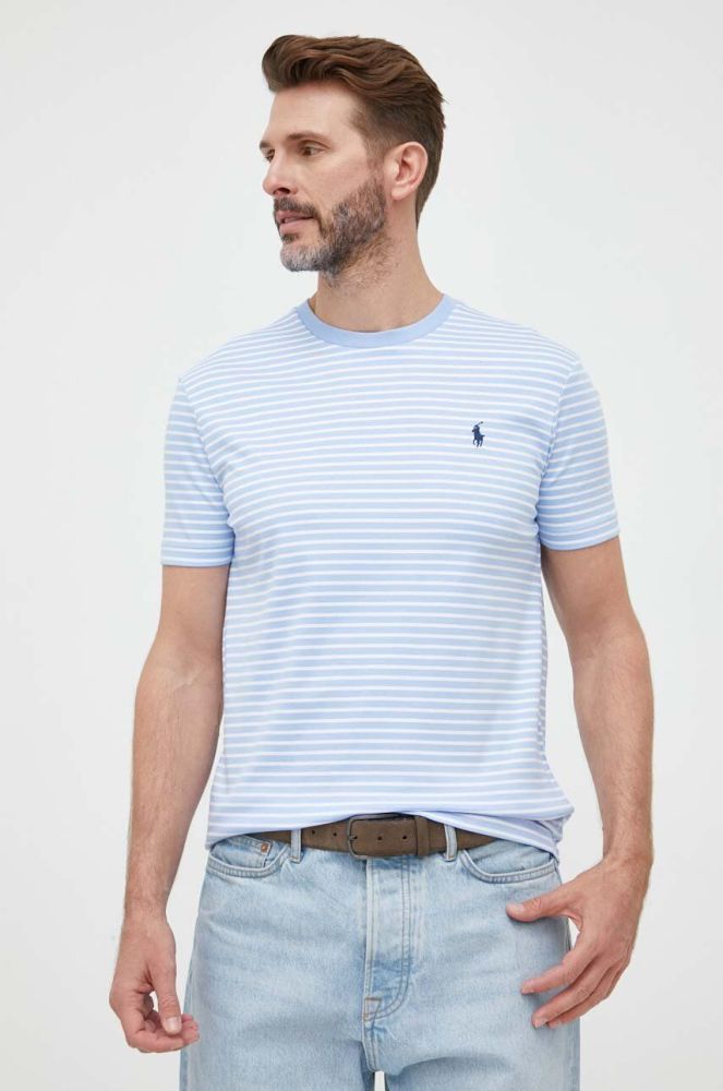 Бавовняна футболка Polo Ralph Lauren візерунок колір блакитний (3274656)