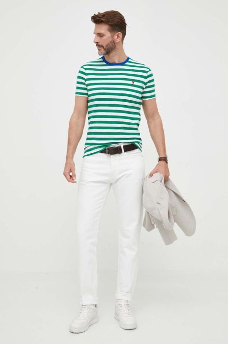 Бавовняна футболка Polo Ralph Lauren колір зелений візерунок (3274668)