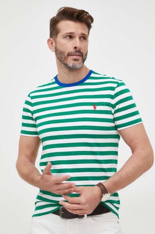 Бавовняна футболка Polo Ralph Lauren колір зелений візерунок (3274668) фото 2