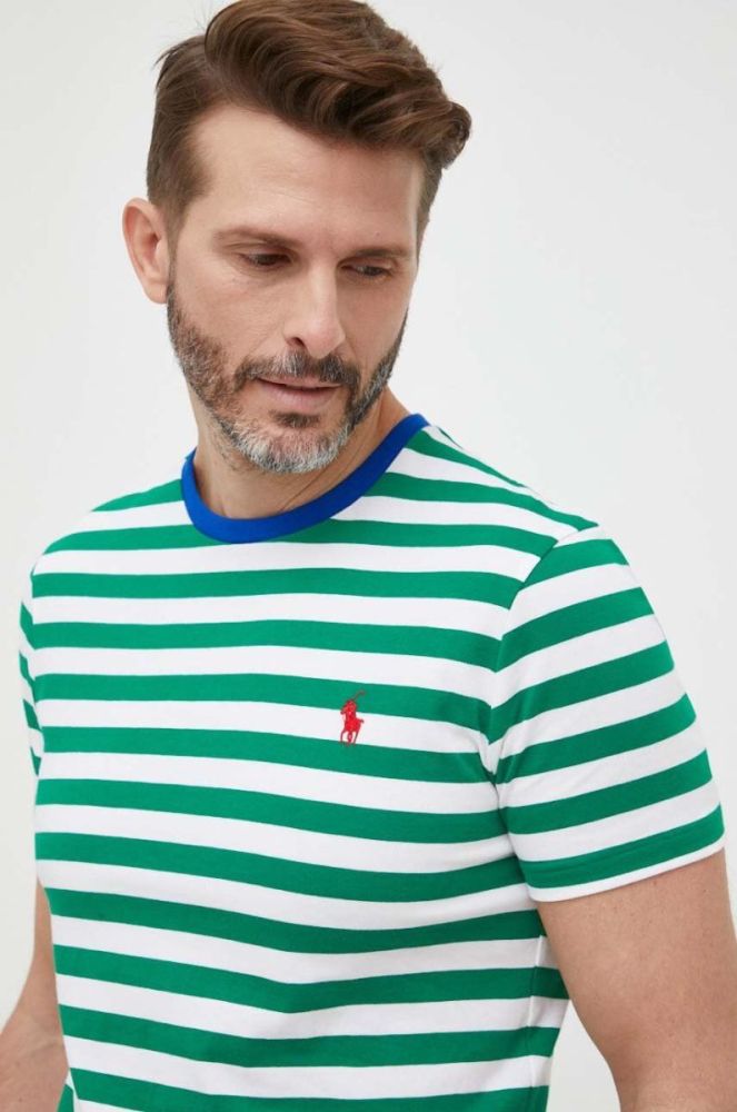 Бавовняна футболка Polo Ralph Lauren колір зелений візерунок (3274668) фото 4