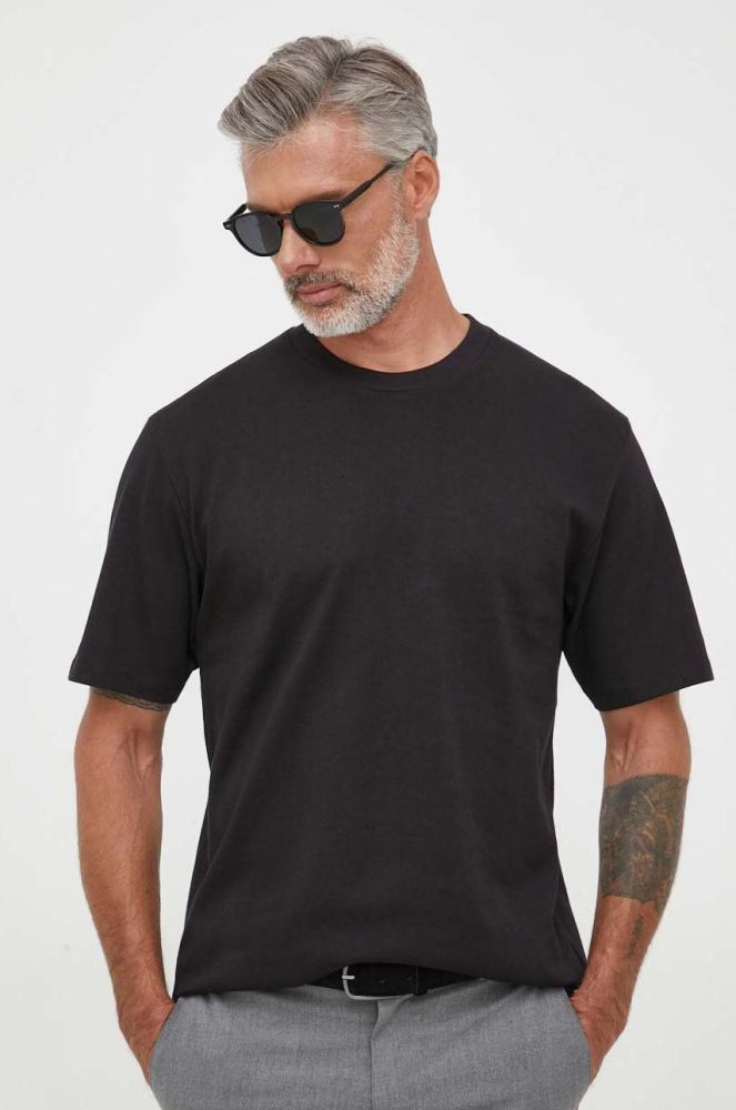 Бавовняна футболка Lindbergh колір чорний однотонний