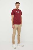 Бавовняна футболка Pepe Jeans Eggo колір бордовий з принтом