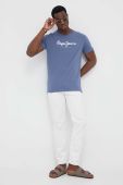 Бавовняна футболка Pepe Jeans Eggo з принтом колір блакитний (3298536)