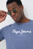 Бавовняна футболка Pepe Jeans Eggo з принтом колір блакитний (3298536)