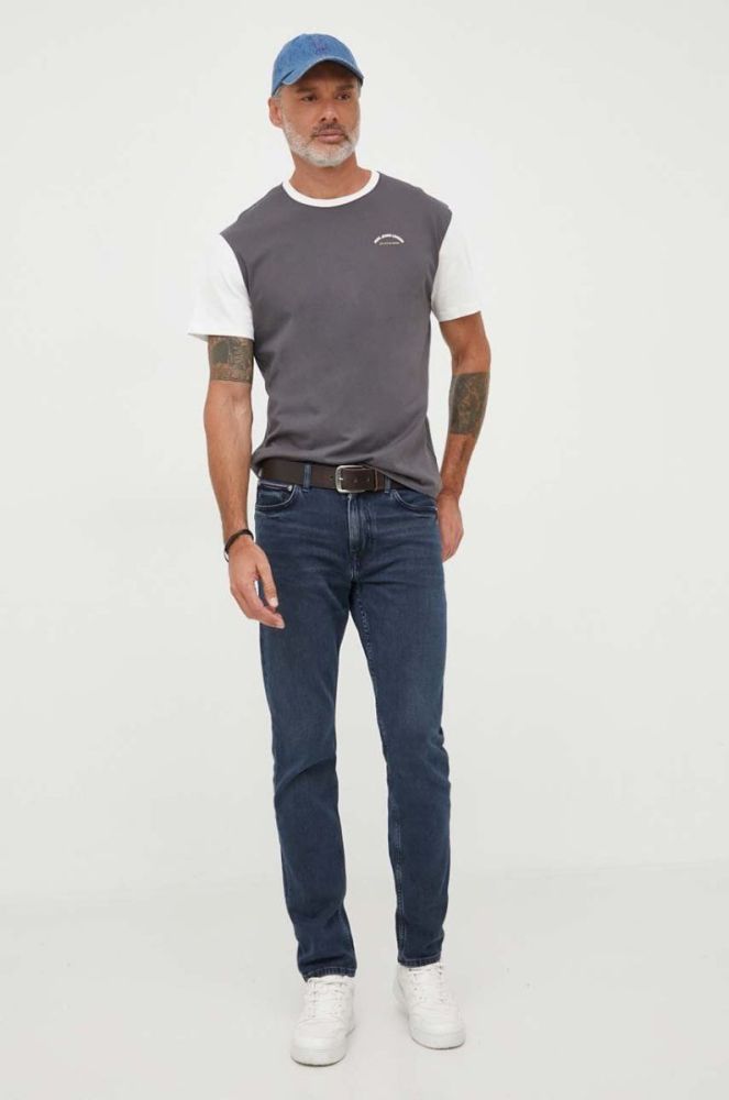 Бавовняна футболка Pepe Jeans Wembley колір сірий візерунок фото 2