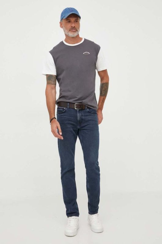 Бавовняна футболка Pepe Jeans Wembley колір сірий візерунок фото 2