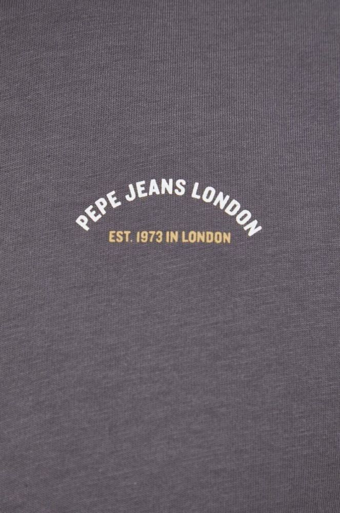 Бавовняна футболка Pepe Jeans Wembley колір сірий візерунок фото 5