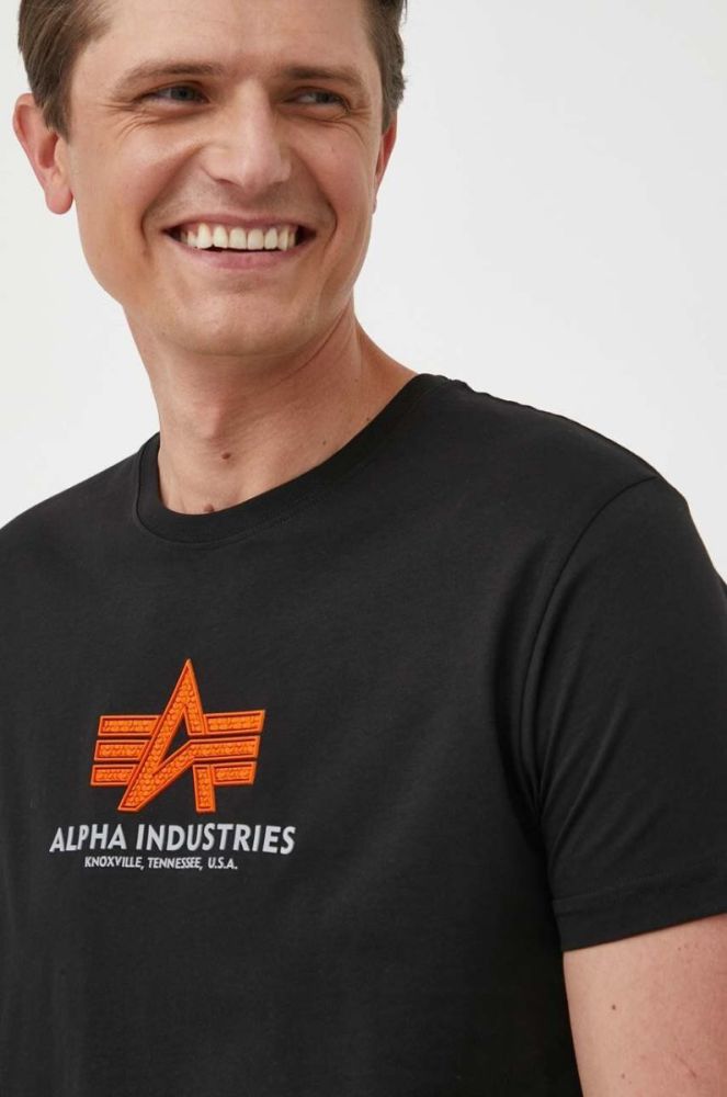 Бавовняна футболка Alpha Industries колір чорний візерунок фото 4
